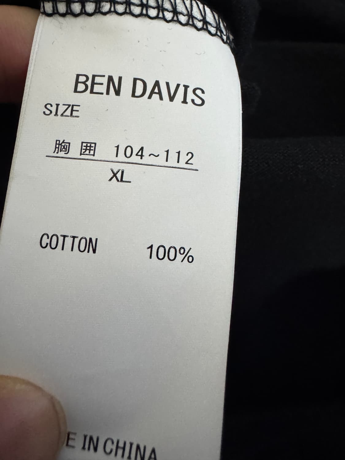 벤 데이비스 일본 빈티지 원 포켓 긴팔 롱슬리브 티셔츠 XL 블랙 상품이미지4