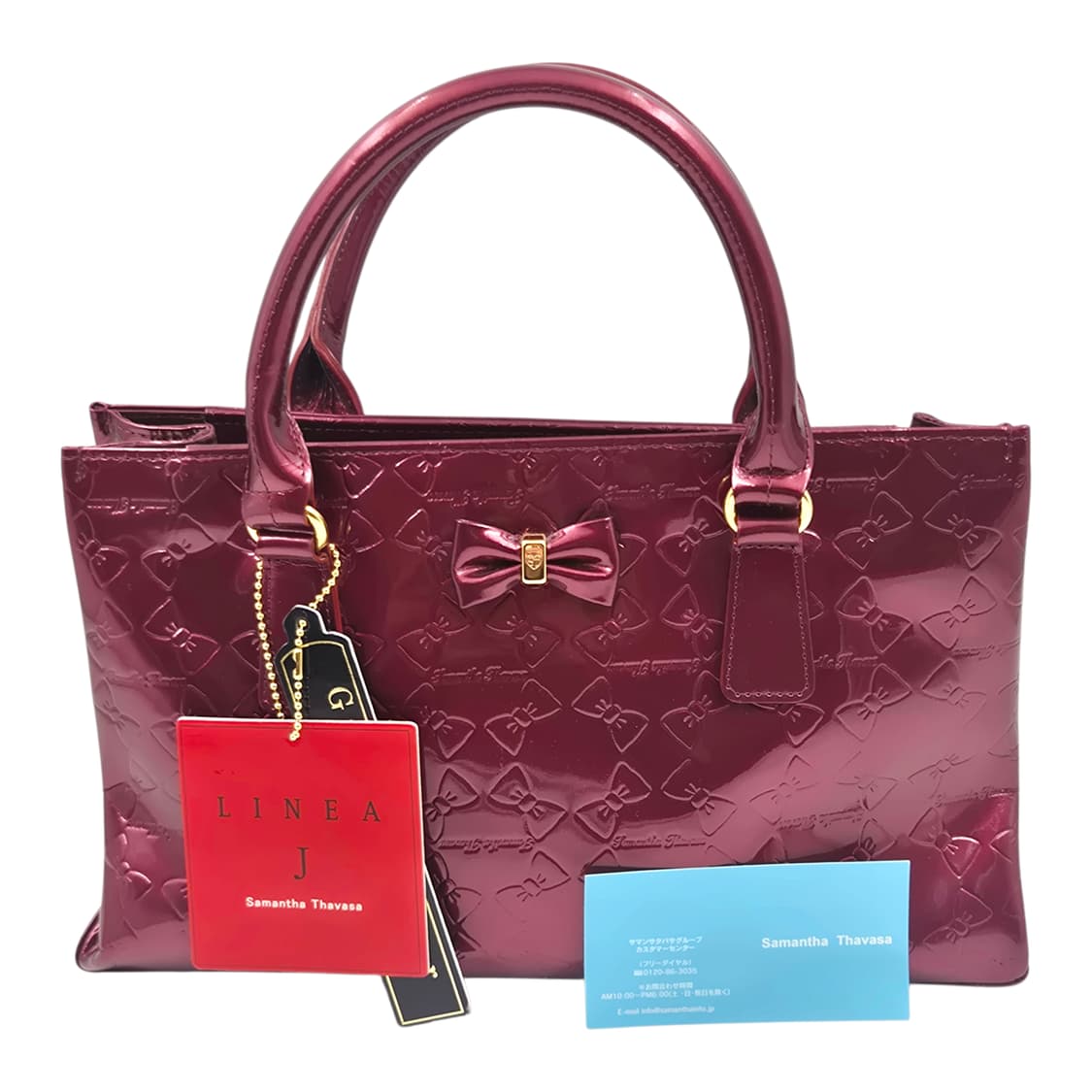 09s 사만다타바사 키티 리본 엠보 레더 토트백 상품이미지1