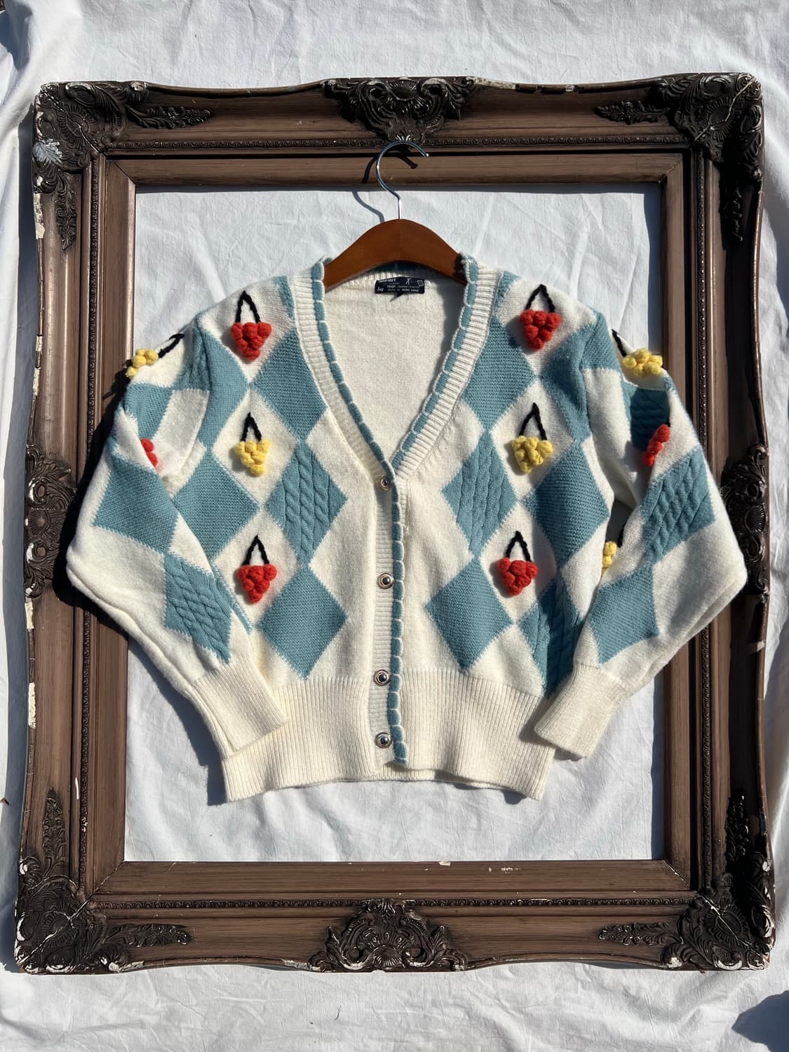 과일 아가일 패턴 가디건 상품이미지1