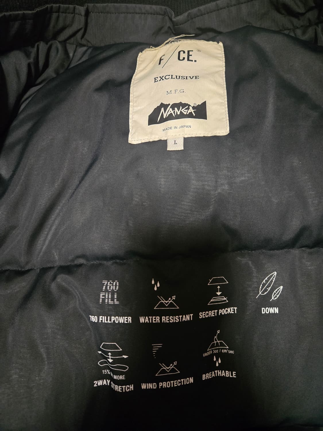 F/CE. NANGA 블랙 다운 자켓 L 상품이미지4