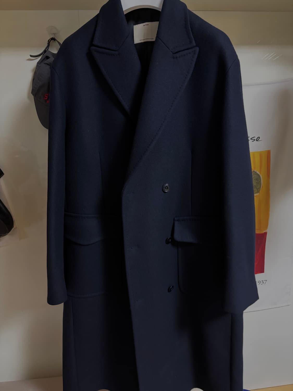포터리 울 캐시미어 더블 브레스티드 코트 다크 네이비 3사이즈 상품이미지1