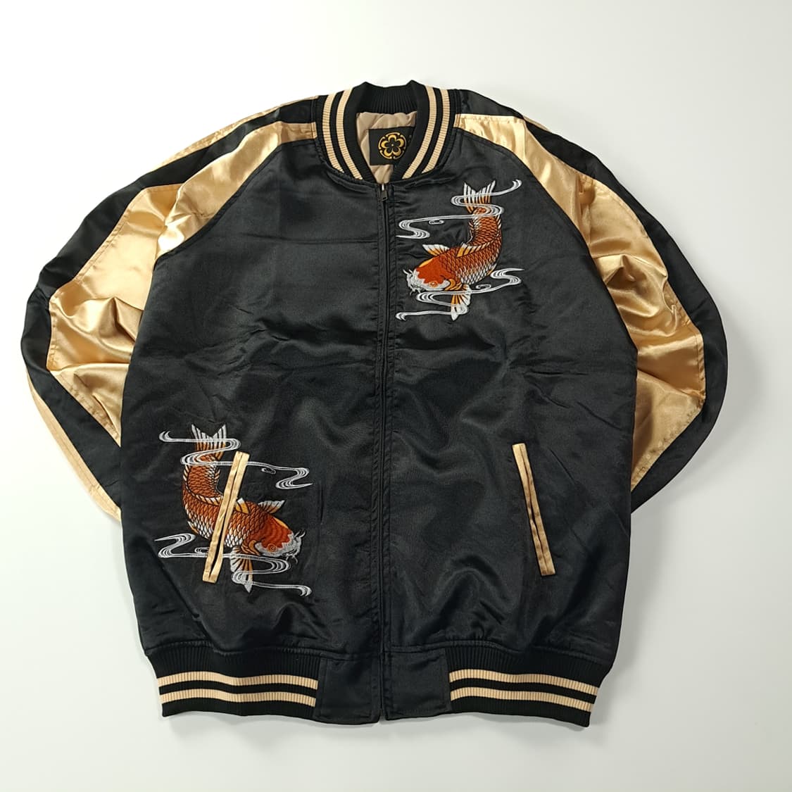 CK241 XL [새상품] 로그 새틴 골드 블랙 잉어 스카잔 자켓 상품이미지1