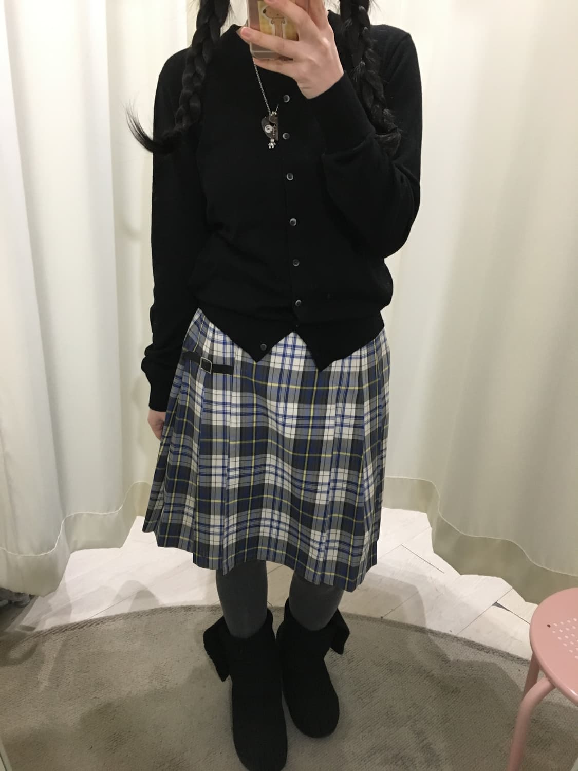 프레피 체크 버클 스커트 상품이미지2