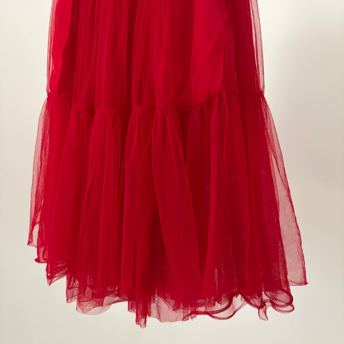 Red Tulle Shirring Skirt 상품이미지3