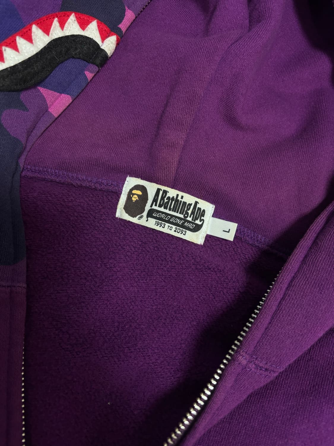 베이프 퍼플 샤크 후드집업 L 상품이미지8