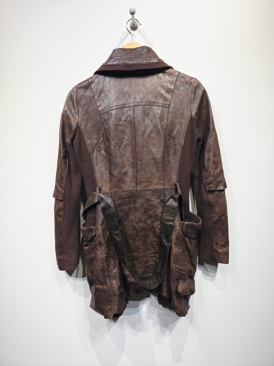 Doho 도호 리얼 양가죽 니트 배색 비대칭 자켓 상품이미지6