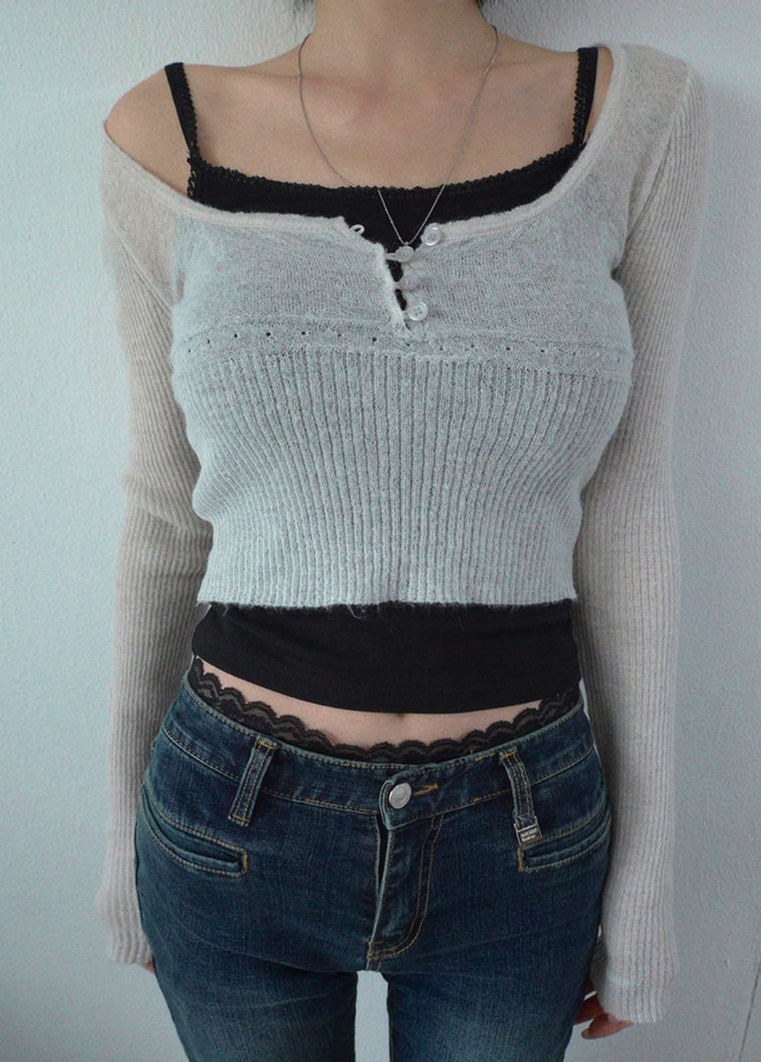 페일제이드 릴리 크롭 니트 Lily crop 아이보리 블마인스타디브 상품이미지2