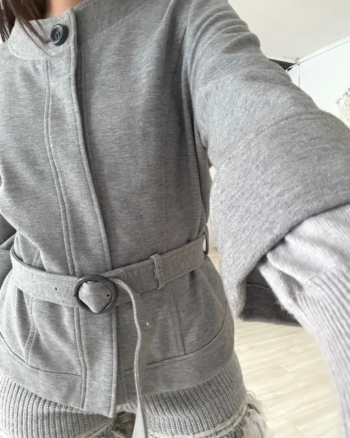 Light gray cotton half coat 상품이미지2