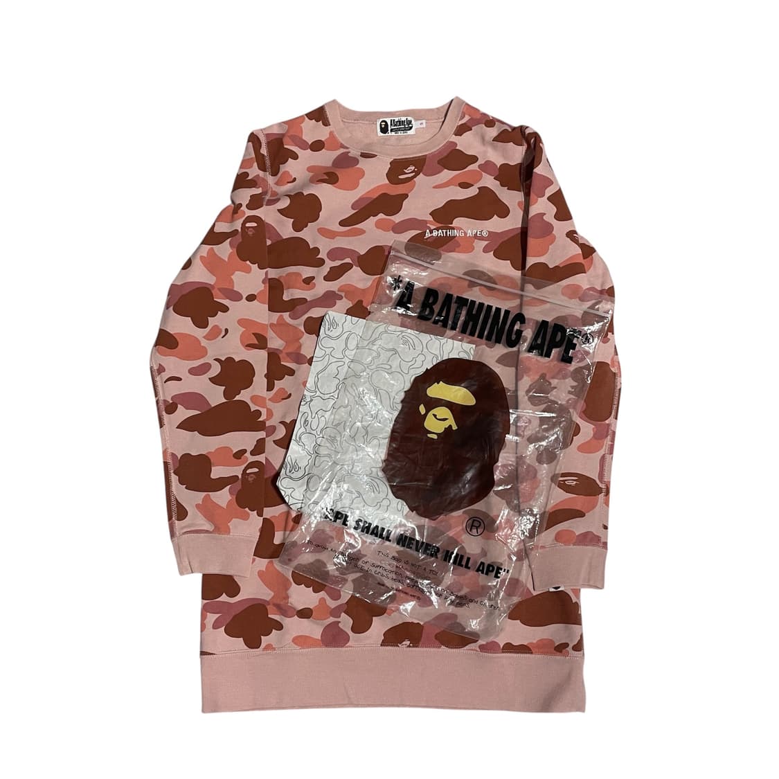 S) 베이프 핑크 카모 프린트 롱 슬리브 긴팔 상품이미지4