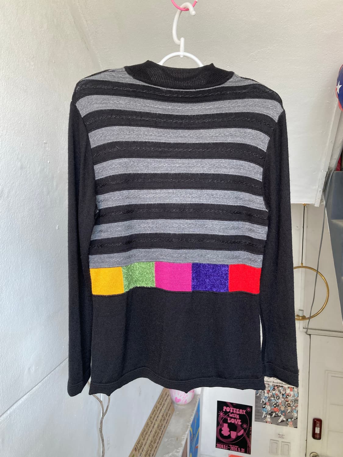 블랙 스트라이프 니트탑 상품이미지5