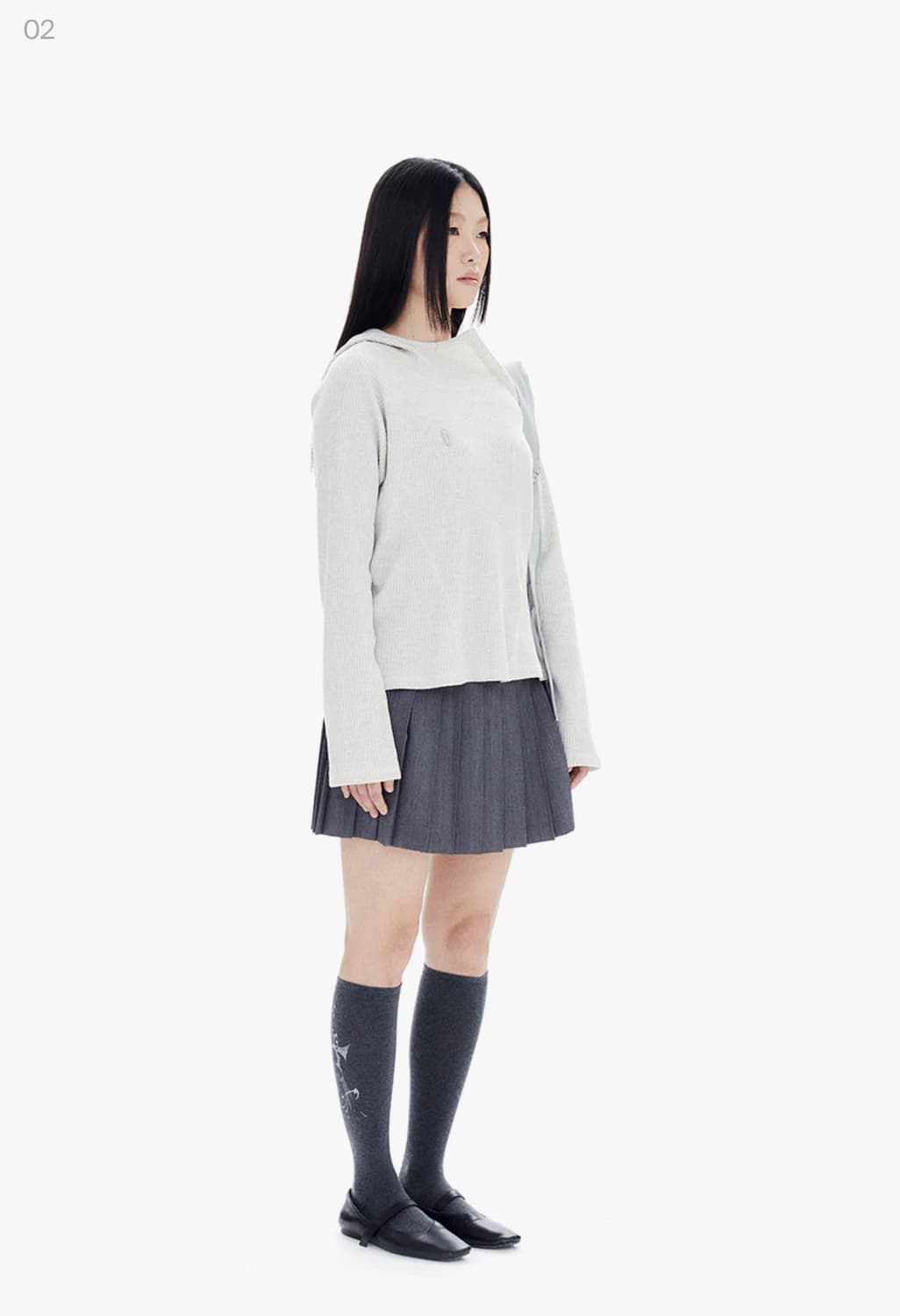 할로미늄 슬림 와플 후디 오트밀 상품이미지2