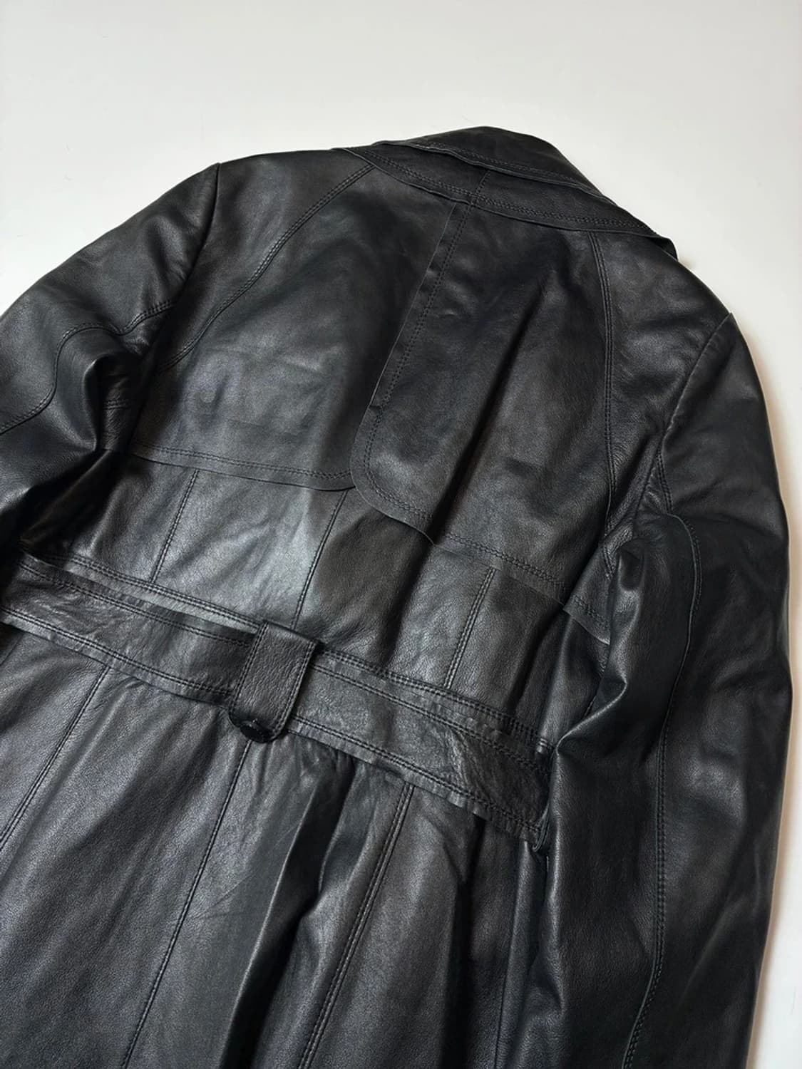 Selectede 00's 벨티드 프릴 양가죽 롱 코트 PN8673 상품이미지5