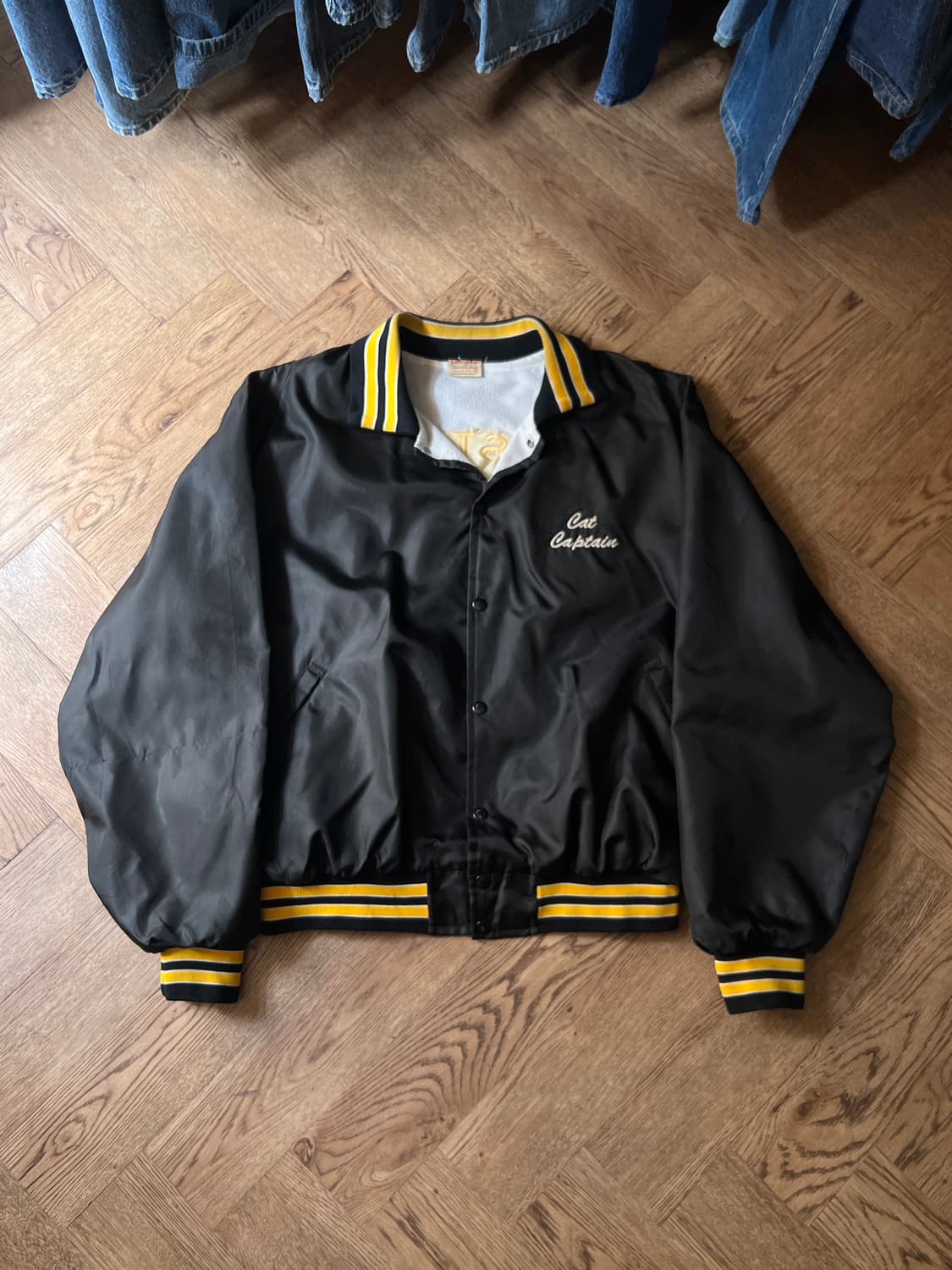 [XL]80's Made in USA POST 340 블랙 바시티 자켓 상품이미지8