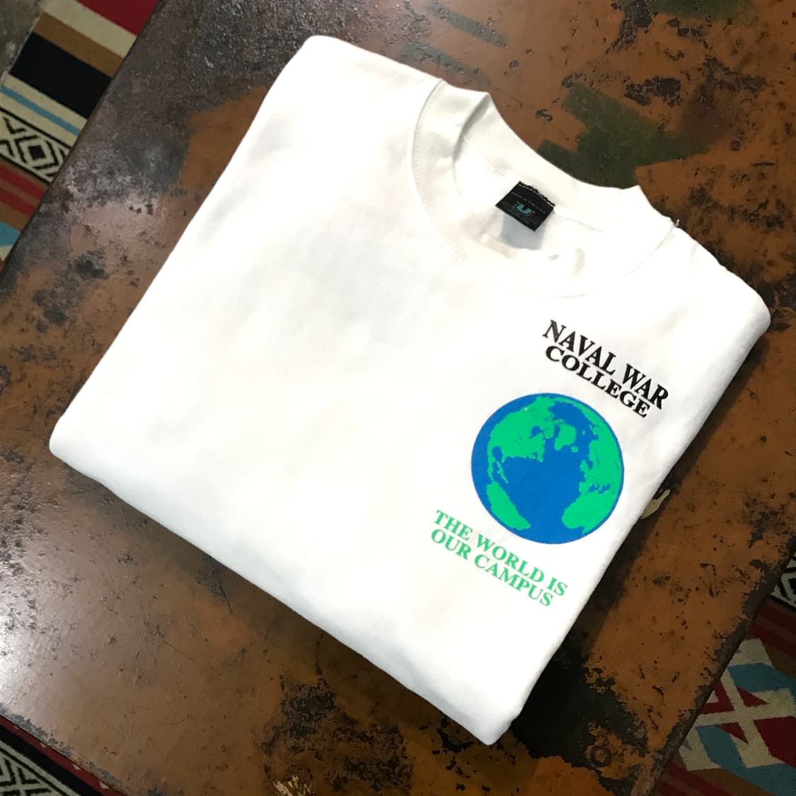 USA VTG 미국 빈티지 국기 프린팅 유니버셜 화이트 기모 맨투맨 상품이미지1