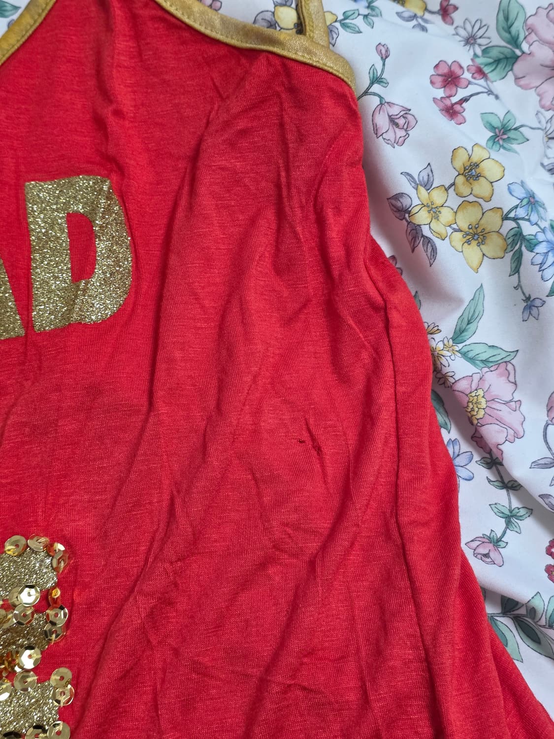 빈티지 대대장 펑크 y2k 레드 스팽클 글리터 민소매 슬리브리스 상품이미지3