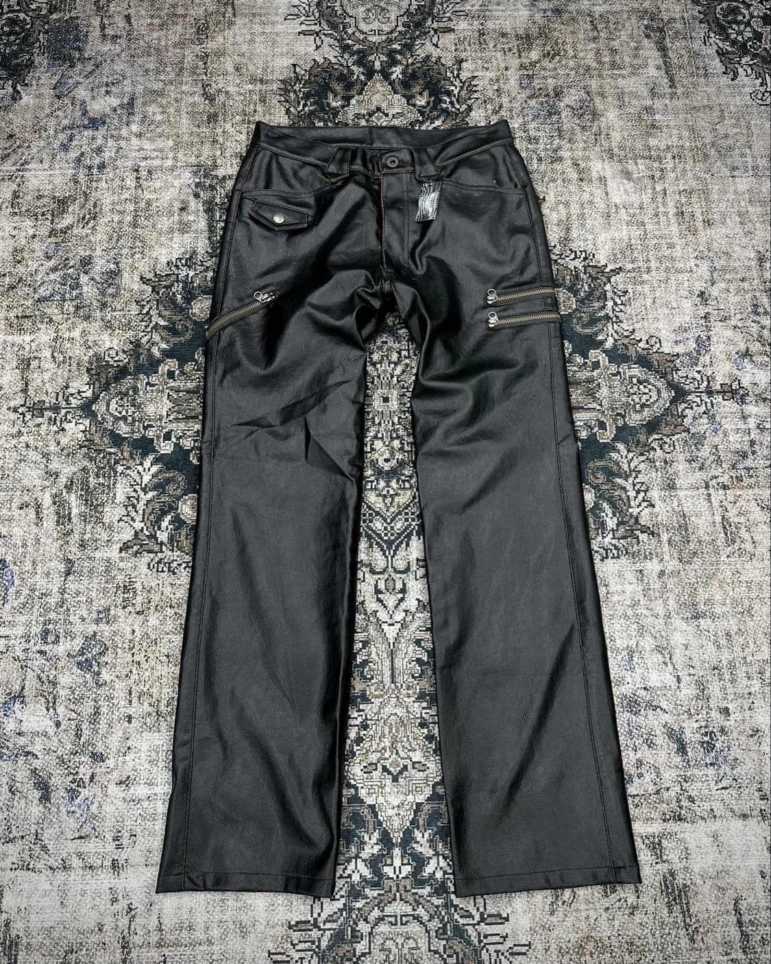 Custom culture fake leather biker jeans 상품이미지1