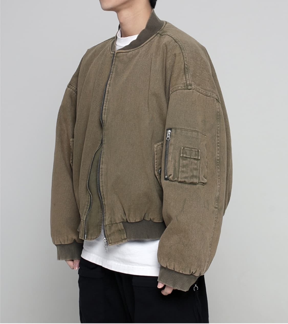 오버노우 TAN 워싱 카키 마원 봄버 상품이미지3