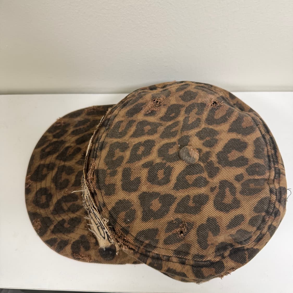 VINTAGE 레오파드 디스트로이드 자수패치 커스텀 필박스캡 상품이미지10