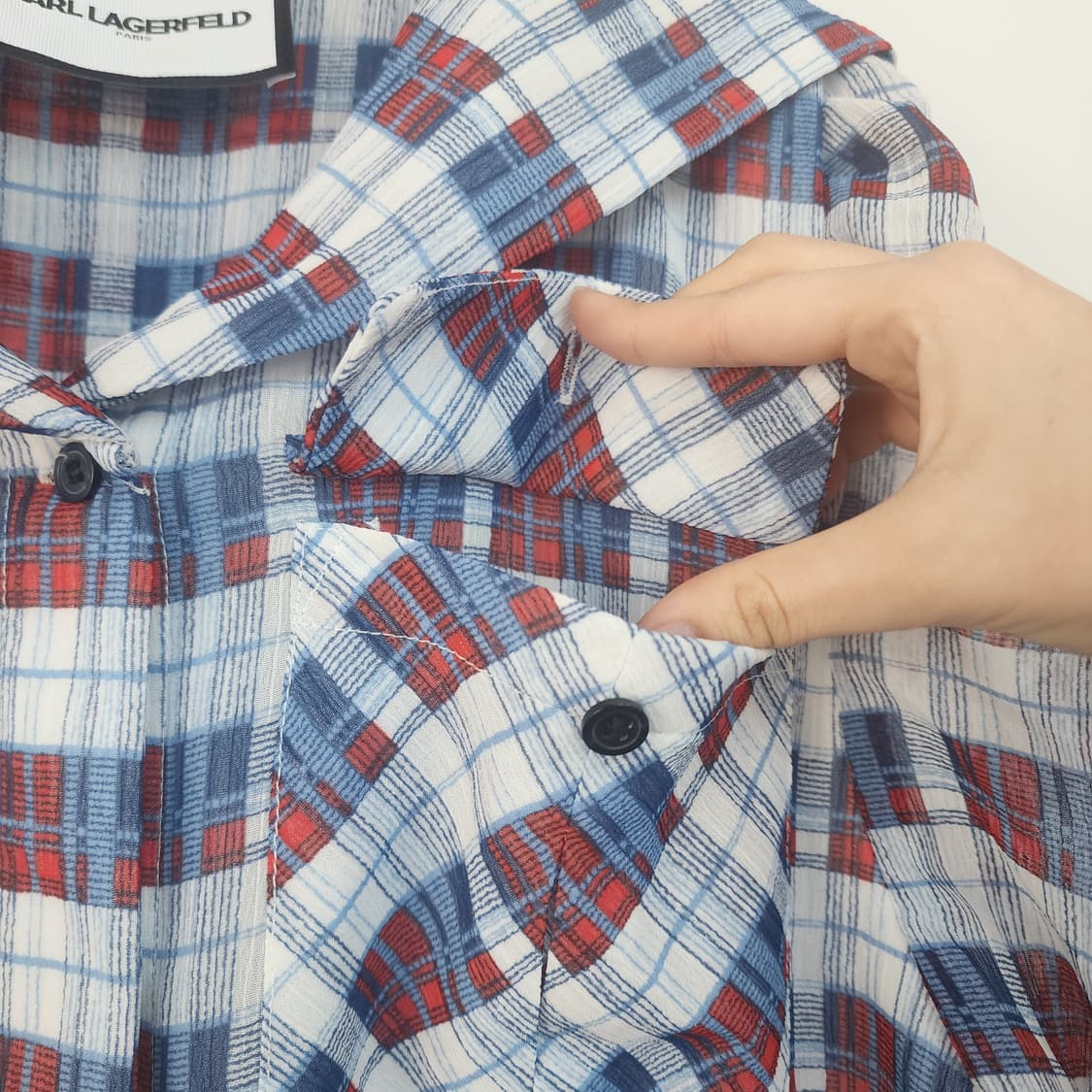 칼라거펠트 체크 롱 원피스 상품이미지5