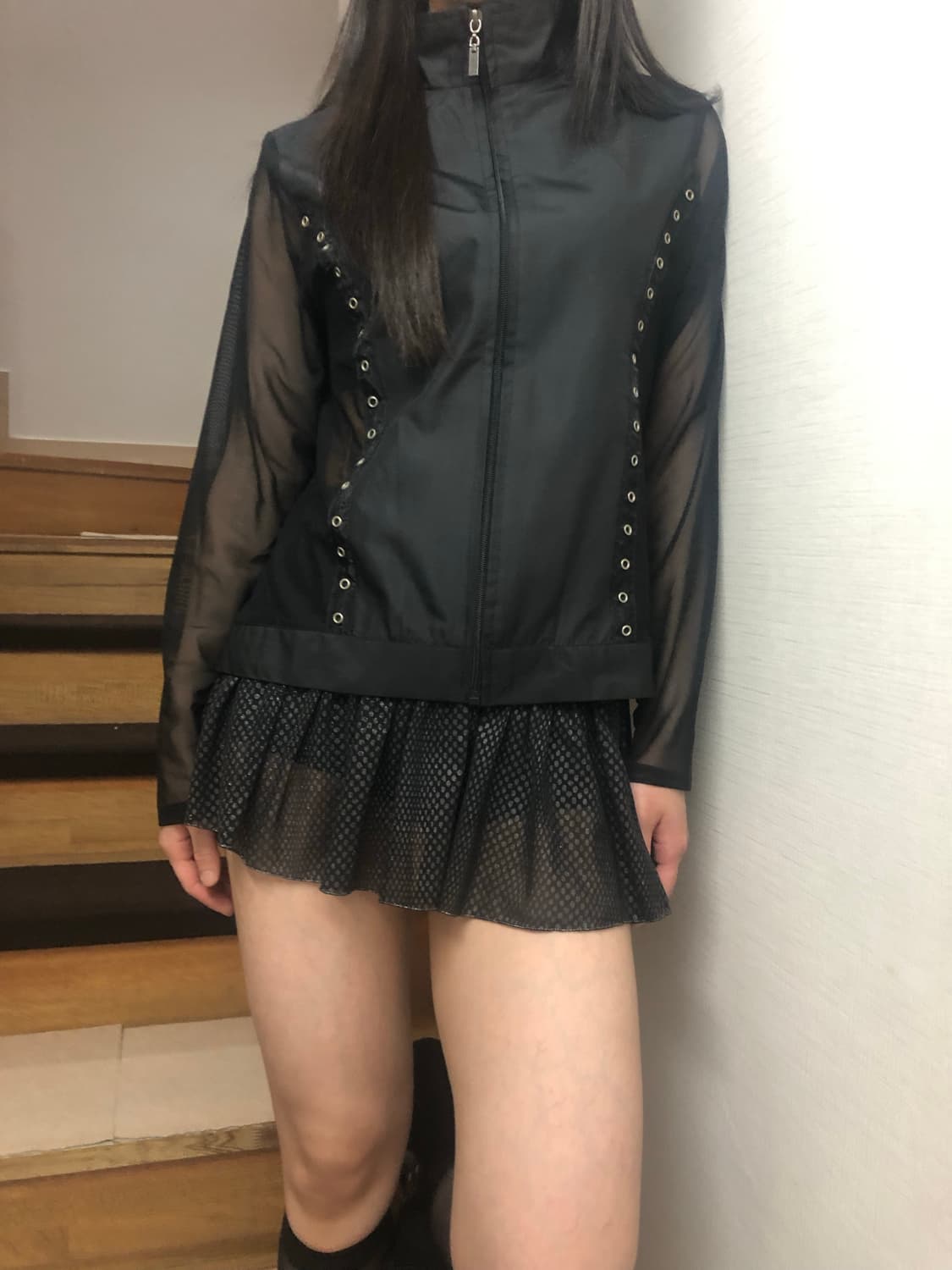 빈티지 블랙 스터드 시스루 자켓 상품이미지5
