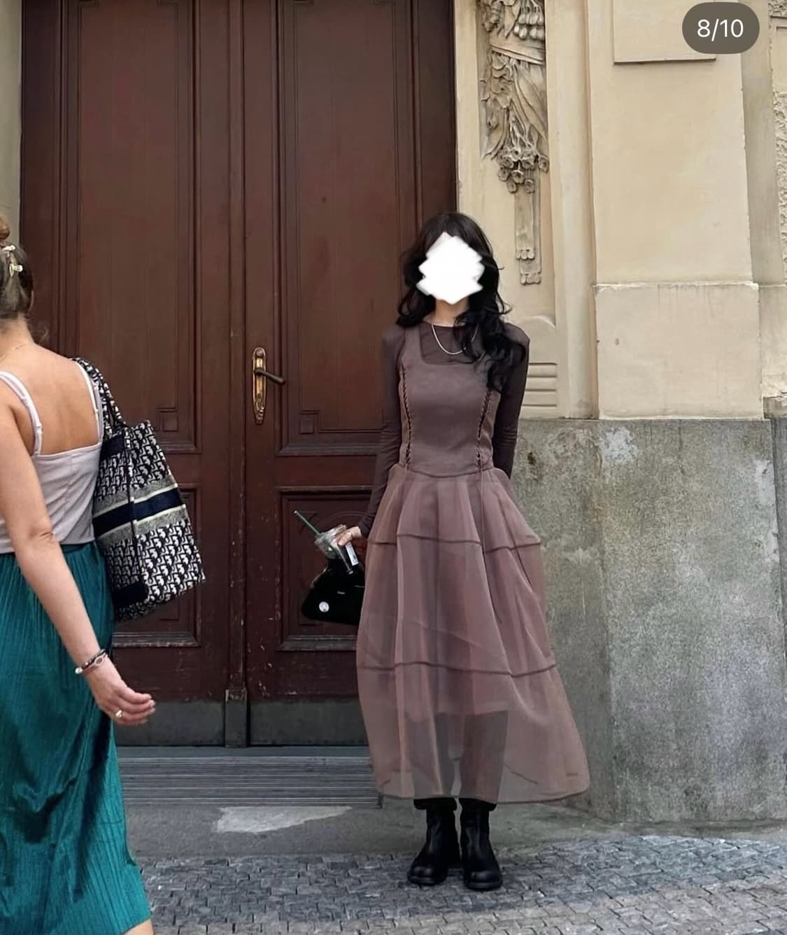 플레따 레이스업 오간자 드레스 브라운 세트 - 품절 상품 상품이미지3