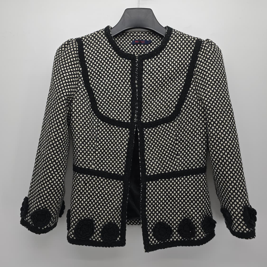 일본 빈티지  울 자켓 소매 플라워  자수 포인트 상품이미지1