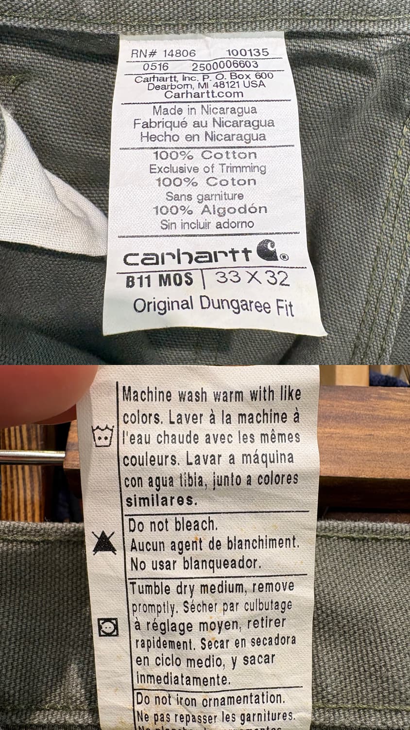 칼하트 B11 모스그린 싱글니 카펜터 팬츠 상품이미지10