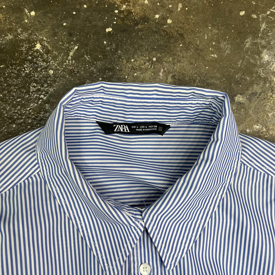 L) ZARA 자라 스트라이프 오버사이즈 버튼 다운셔츠 원피스 상품이미지4