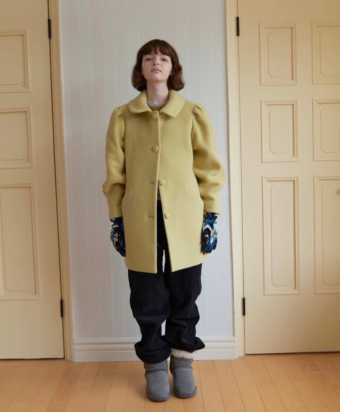 노컨텐츠 Puff single half coat yellow 상품이미지1