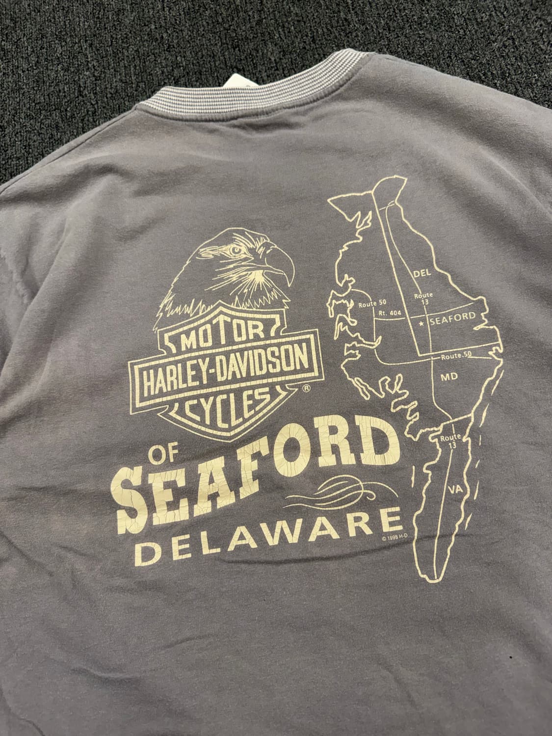 L)90’s할리데이비슨 빈티지 프린팅 Seaford Delaware 반팔 상품이미지6