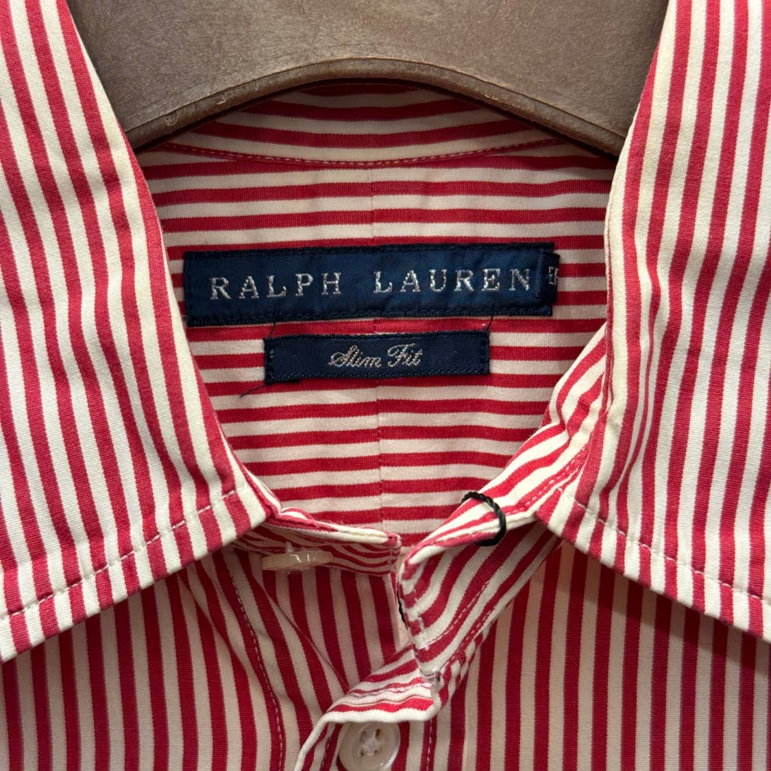 랄프로렌 스트라이프 긴팔 셔츠 클래식 포니 자수 코튼 슬림핏 레드 상품이미지7