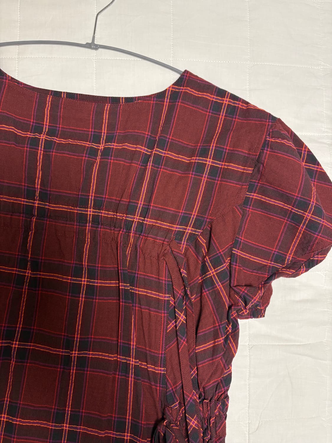 경 레드 체크 드레스 블라우스 상품이미지6