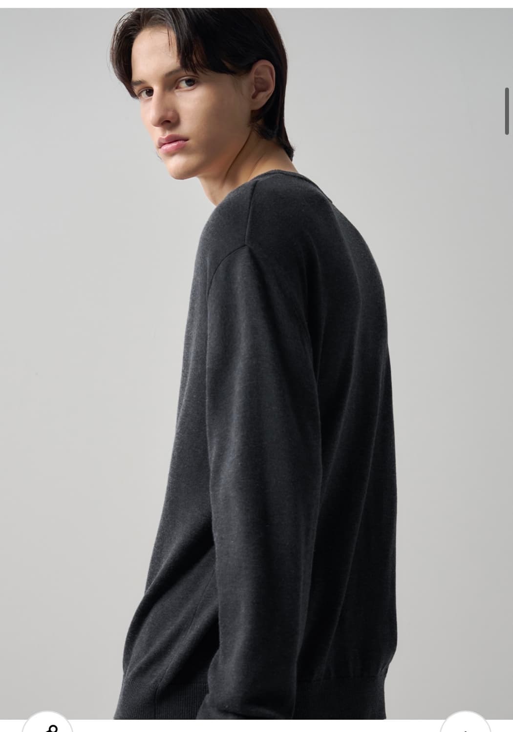 (L) 드로우핏 실크 라운드 풀오버 니트 [CHARCOAL] 판매 상품이미지6