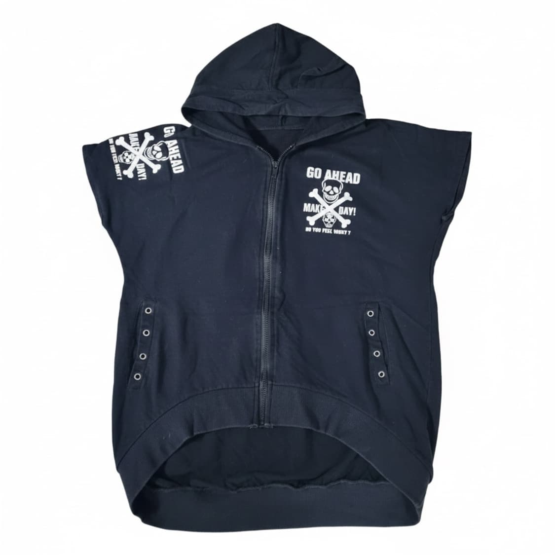 Y2k 펑크 블랙 후드 조끼 상품이미지1