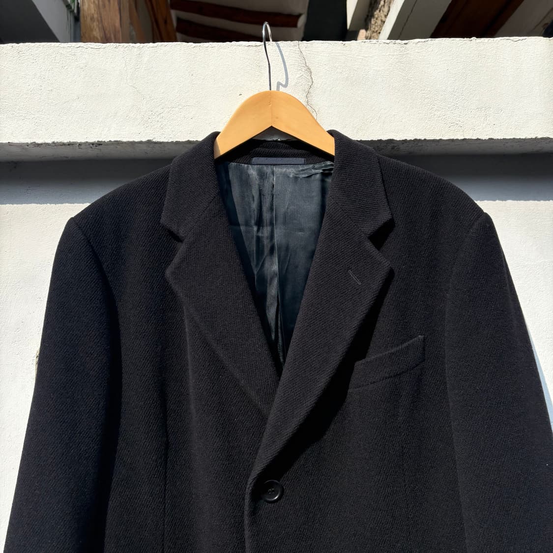 알마니 꼴레지오니 블랙 오버사이즈 울 캐시 블랜드 코트 상품이미지2