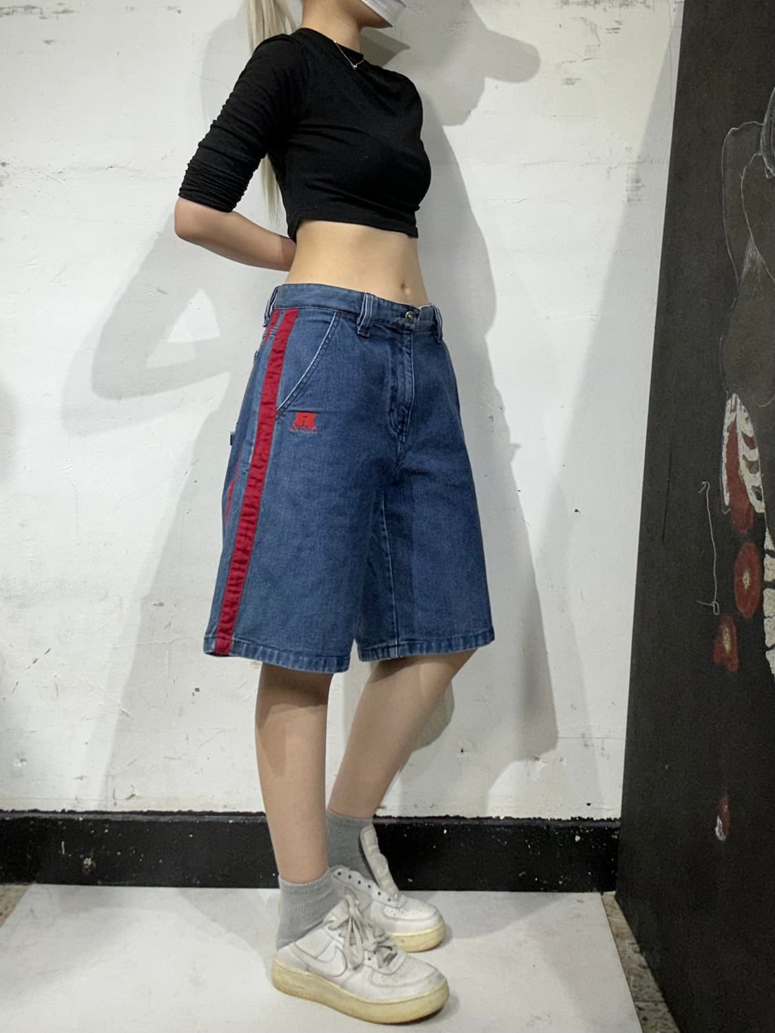 Roots canada 사이드 라인 카펜터 데님 하프 팬츠 버뮤다 반바지 상품이미지1