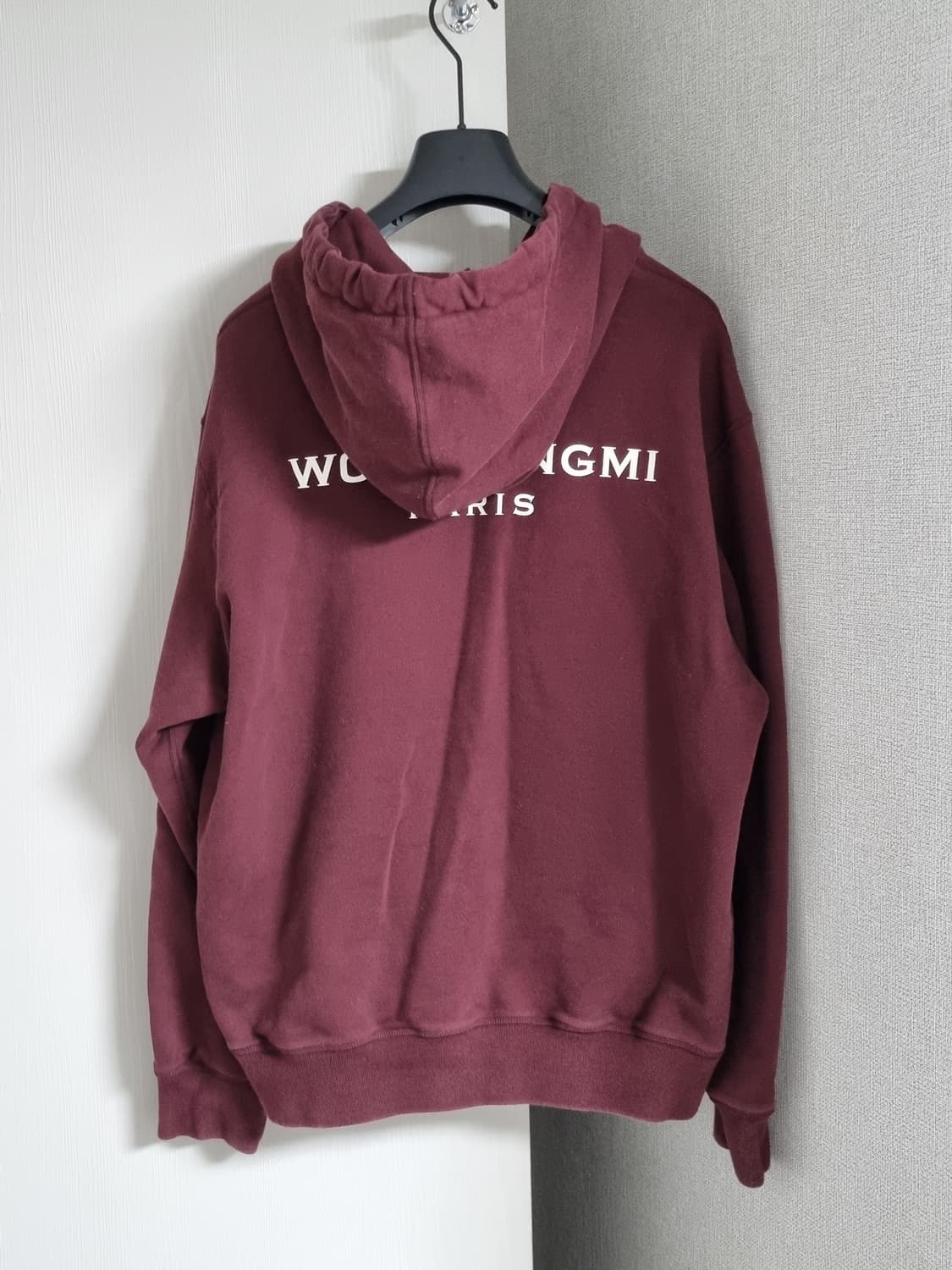 우영미 백로고 버건디 후드티 상품이미지2
