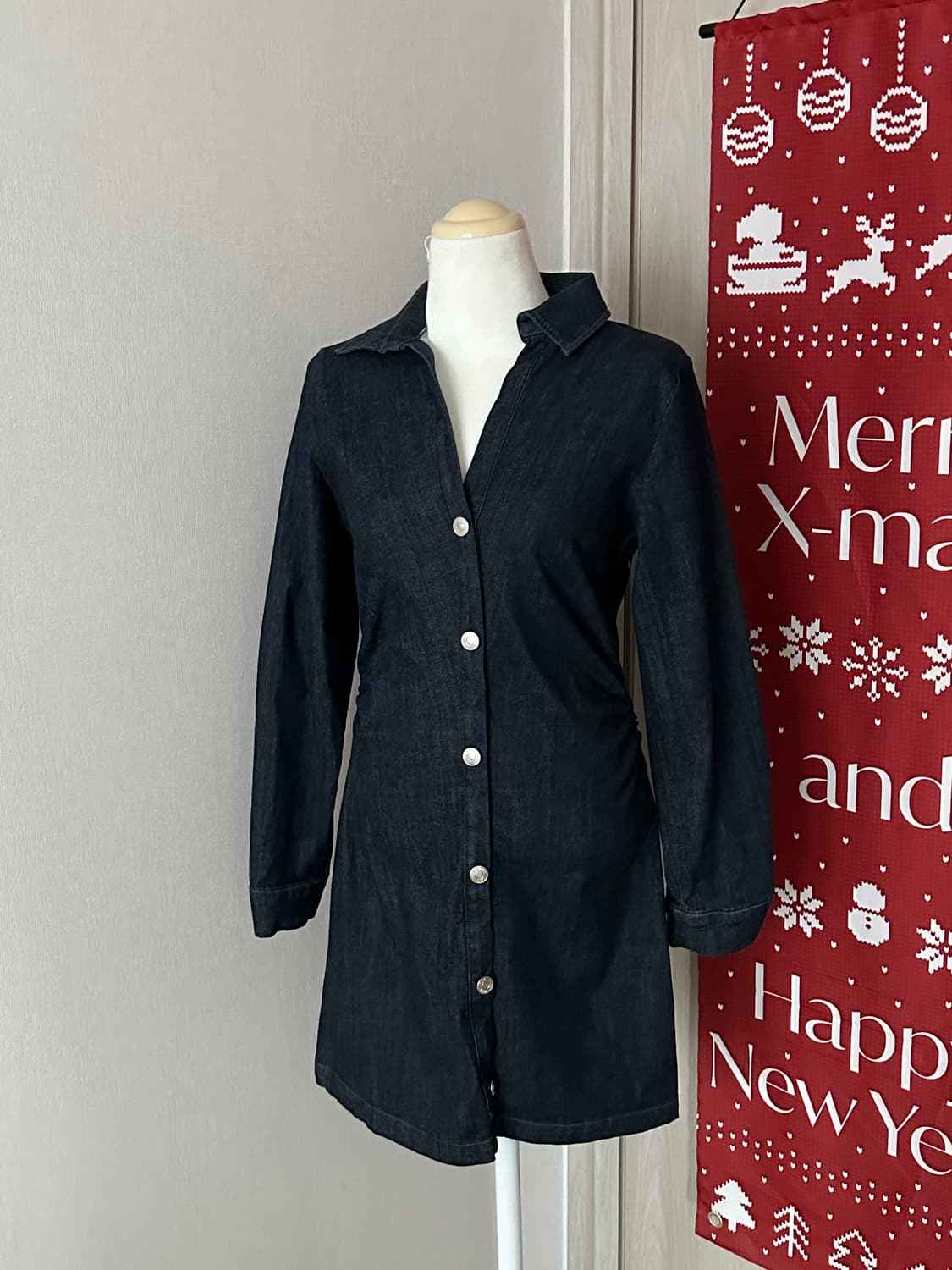 ZARA 자라 셔츠스타일 데님 미니원피스 xs 상품이미지6