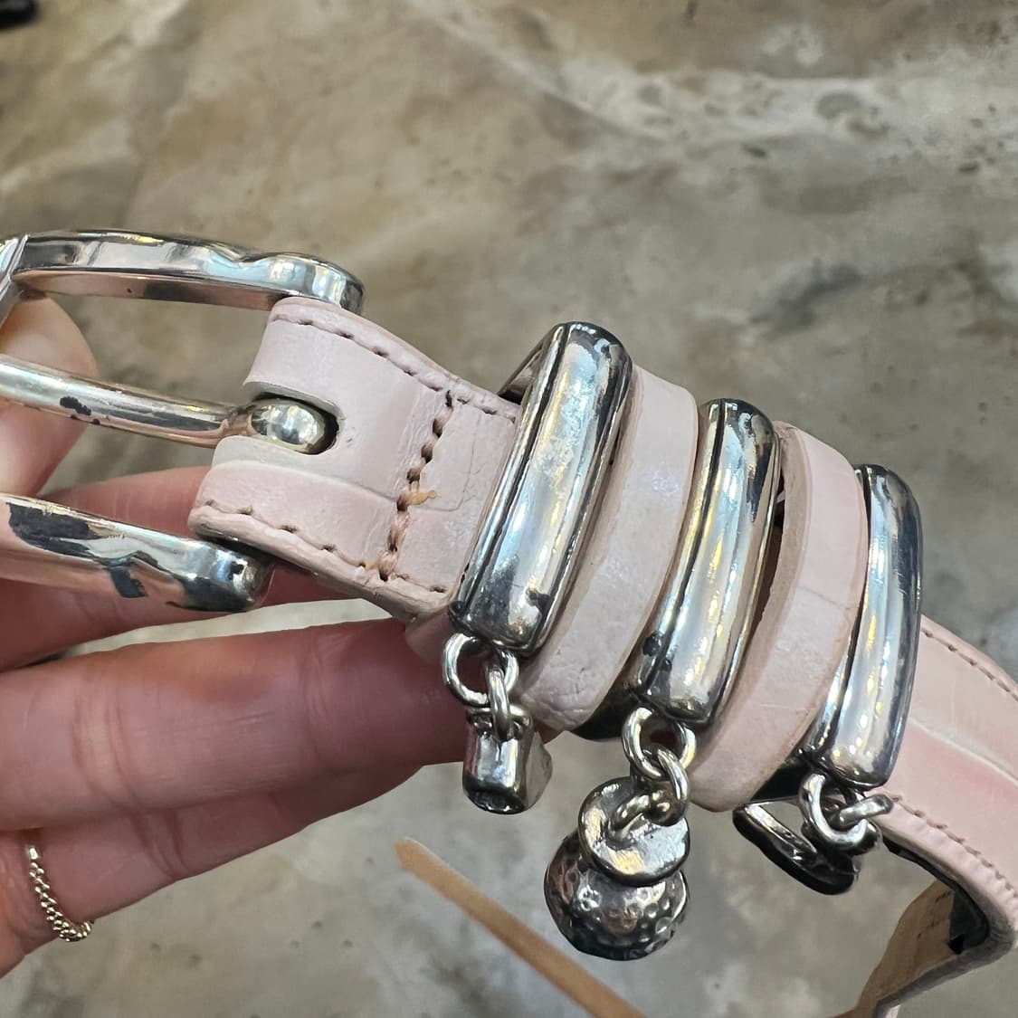 90s Brighton 핑크 참 악어벨트 상품이미지9