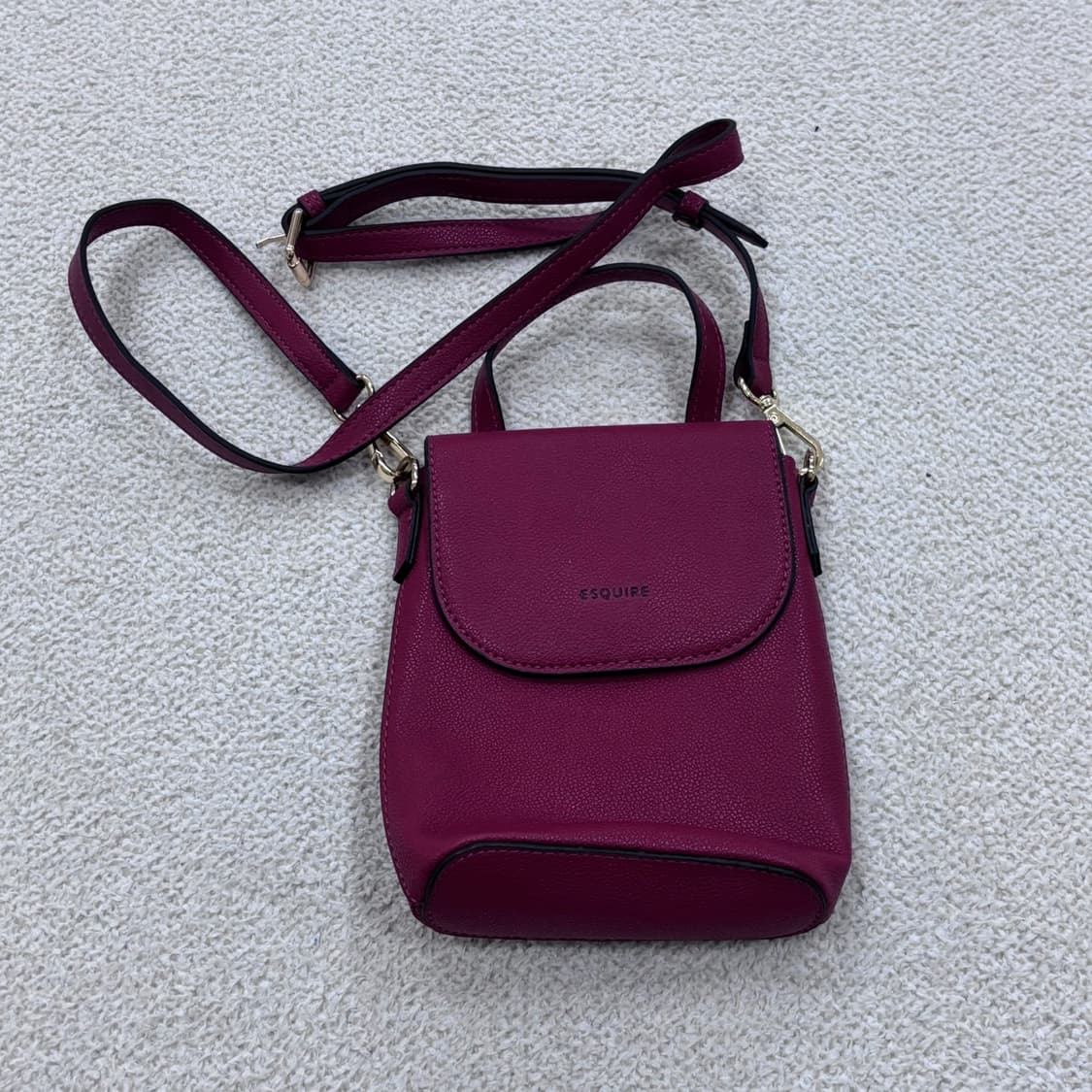 F 에스콰이어 자주색 가죽 미니백 0407E2 상품이미지1