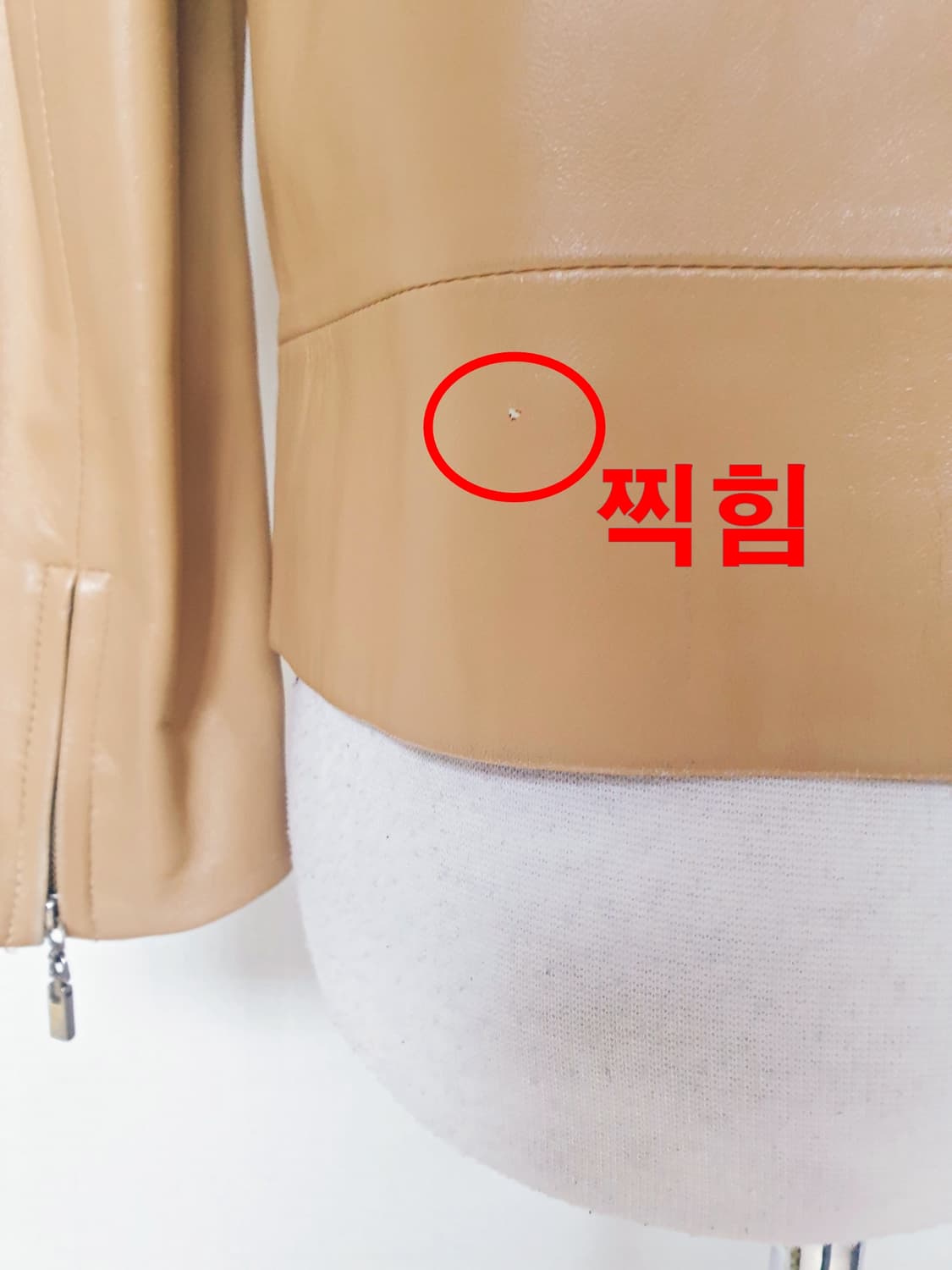 지벨린 스탠드카라 양가죽자켓 55 베이지 상품이미지8