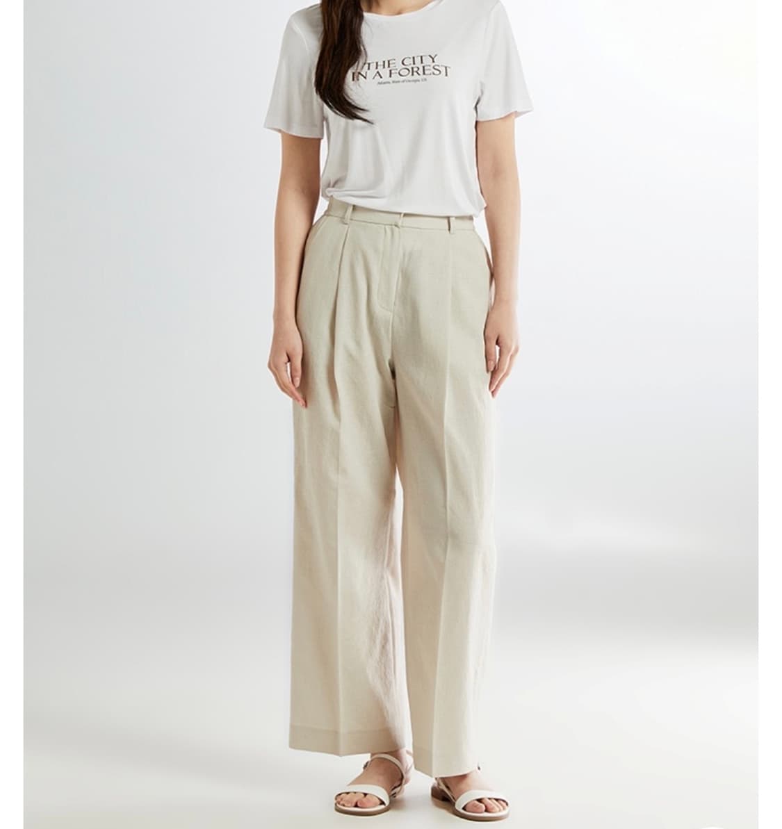 스파오 린넨라이크 원턱 와이드 슬랙스 (새상품) 상품이미지1
