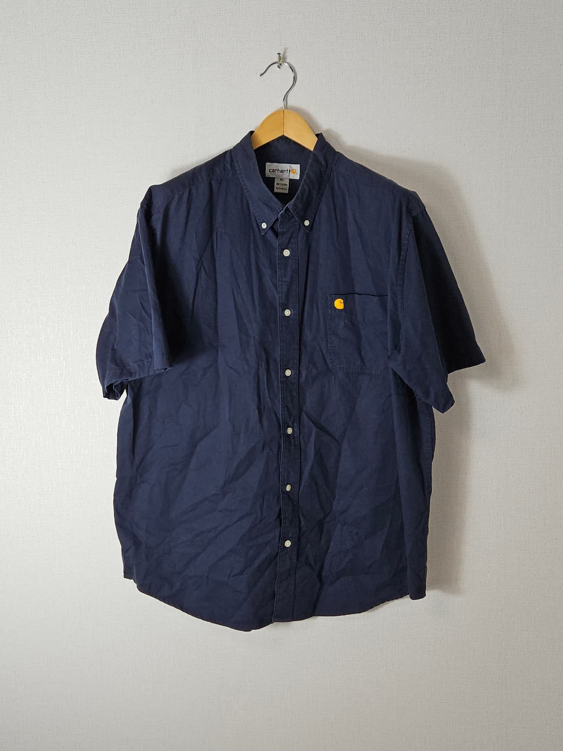 칼하트 오리지널 워크웨어 코튼 반팔셔츠 네이비 솔리드 미국판 XL 상품이미지1