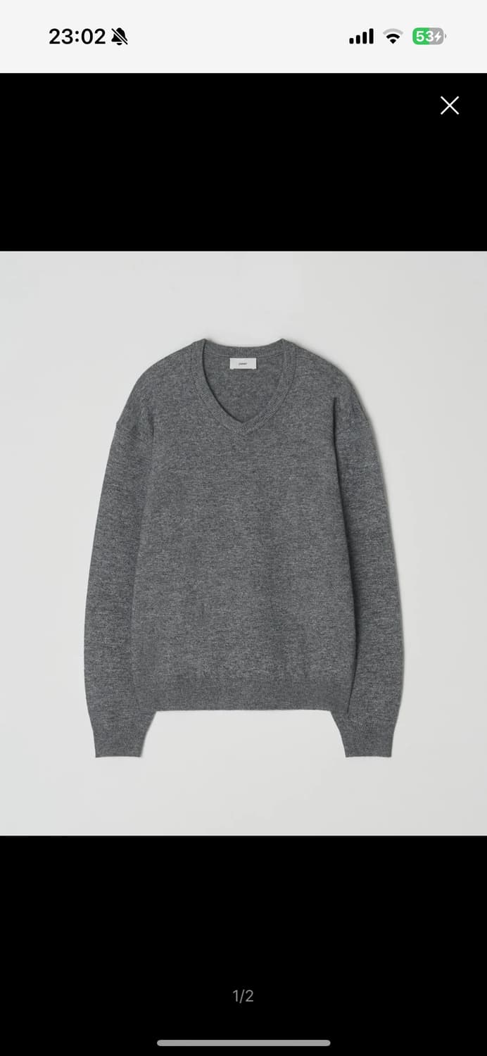 파세르 브이넥 니트 멜란지 그레이 L 상품이미지1