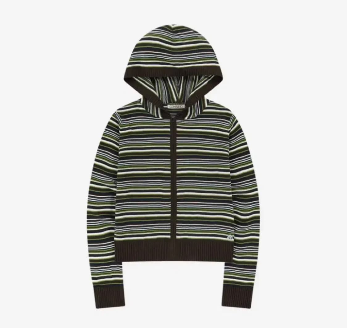 코이세이오 소프트 니트 스트라이프 집업 상품이미지1