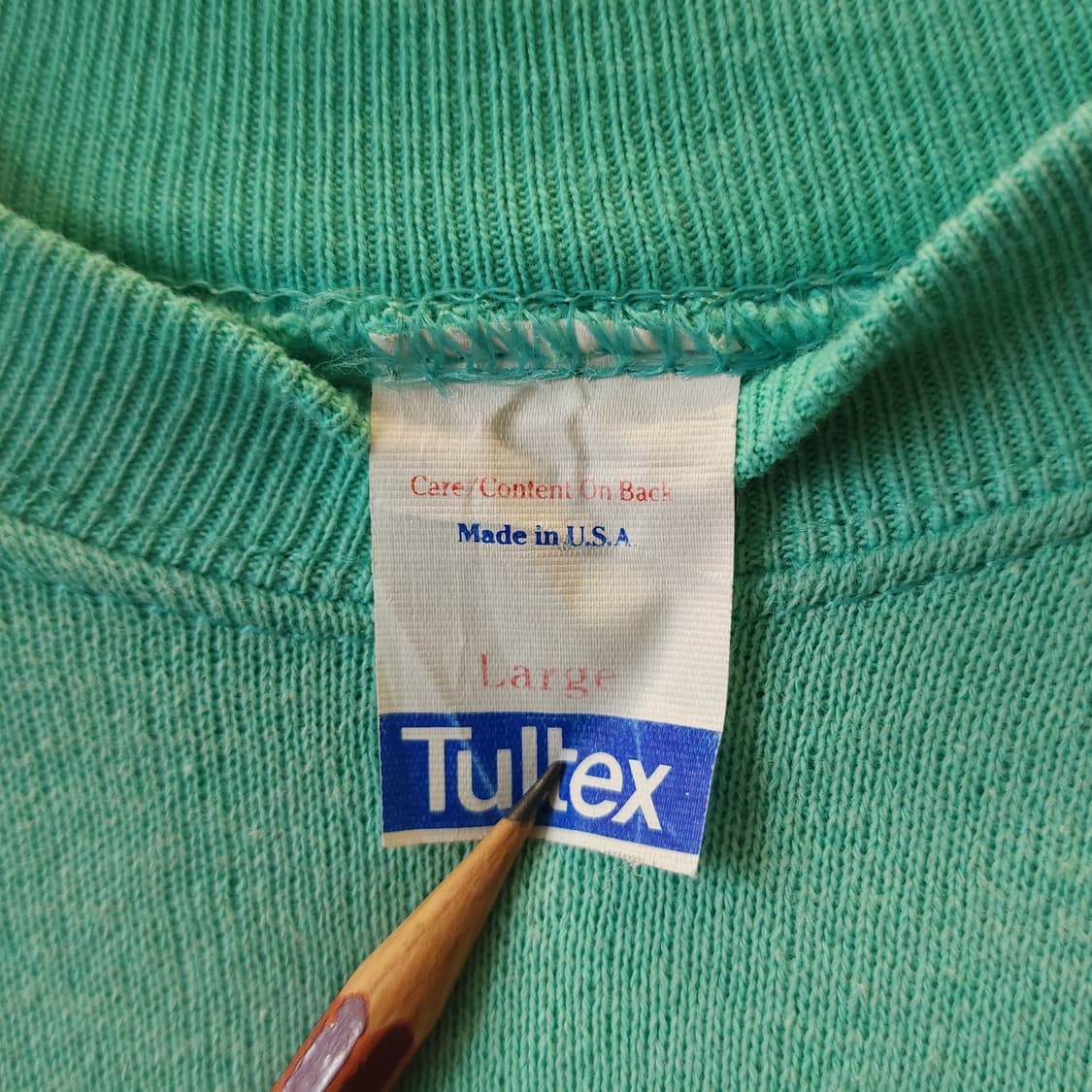 90s Tultex 빈티지 스웻셔츠 플레인 스웻셔츠 썬페이딩 민트 L 상품이미지7