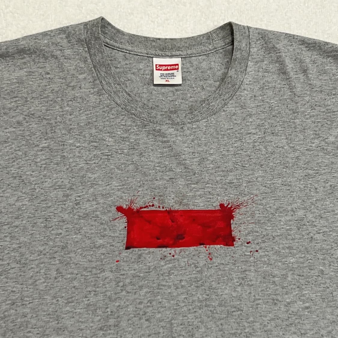 슈프림 22SS 랄프 스테드먼 박스로고 티셔츠 헤더 그레이 상품이미지2