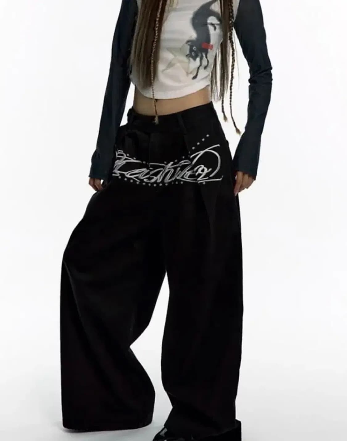 카시코 엠브로이드 핀턱 와이드팬츠 새상품 M사이즈 상품이미지1