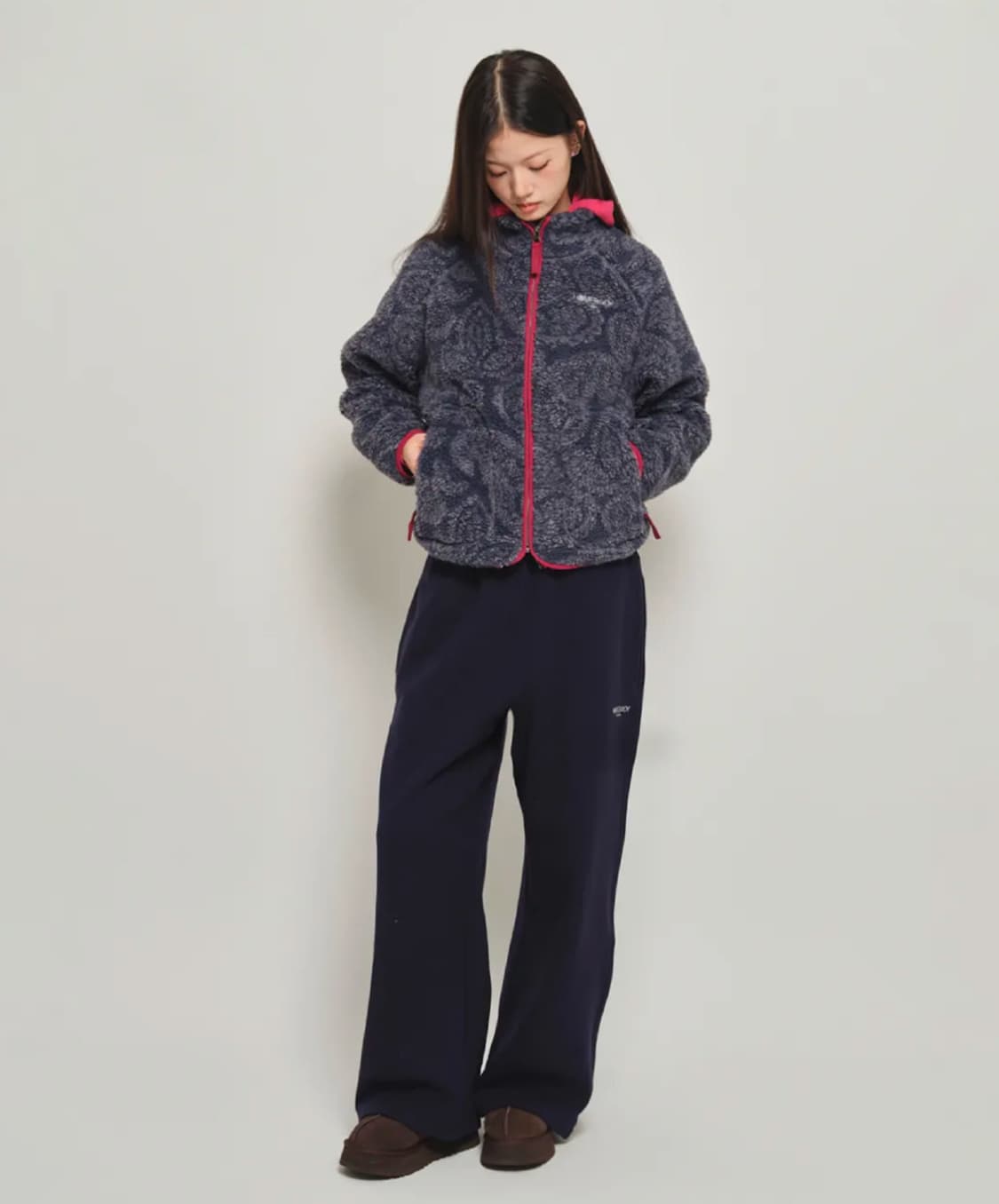 홈바디띵즈 플리스 패턴 자켓 후리스 네이비 상품이미지5