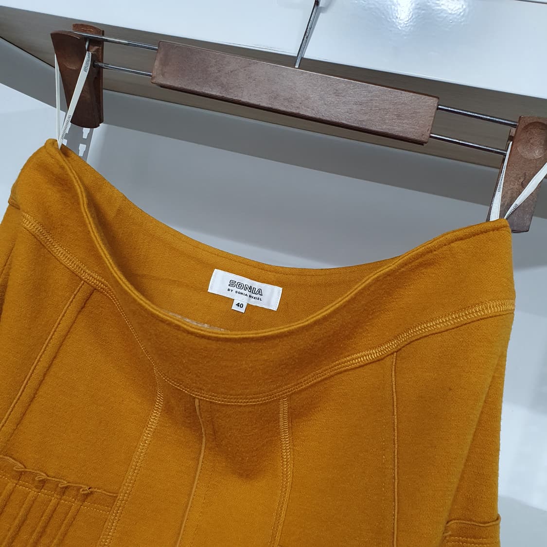 빈티지 소니아리키엘 머스타드 울 플레어 플리츠 절개 미디 스커트 하치깔 상품이미지7